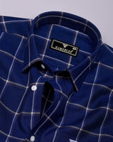 Nevian Blue Twill Check Linen Cotton Shirt