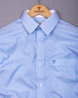 Kreno Blue Dobby Stripe Premium Giza Designer Shirt