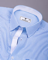 Kreno Blue Dobby Stripe Premium Giza Designer Shirt