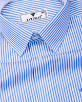 Kreno Blue Dobby Stripe Premium Giza Designer Shirt