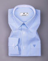 Kreno Blue Dobby Stripe Premium Giza Designer Shirt