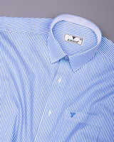 Kreno Blue Dobby Stripe Premium Giza Designer Shirt