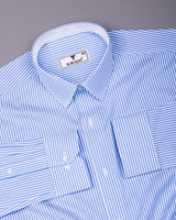 Kreno Blue Dobby Stripe Premium Giza Designer Shirt