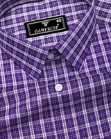 Matte Purple With White Twill Check Premium Cotton Shirt