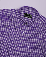 Matte Purple With White Twill Check Premium Cotton Shirt