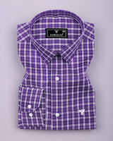 Matte Purple With White Twill Check Premium Cotton Shirt