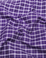 Matte Purple With White Twill Check Premium Cotton Shirt