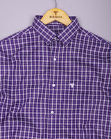 Matte Purple With White Twill Check Premium Cotton Shirt