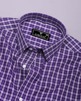 Matte Purple With White Twill Check Premium Cotton Shirt