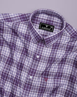 Supetar Purple With White Dobby Check Cotton Shirt