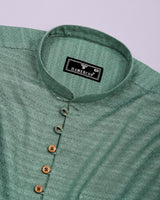 Juhu Green Dobby Textured Shirt Style Kurta