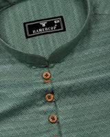 Juhu Green Dobby Textured Shirt Style Kurta