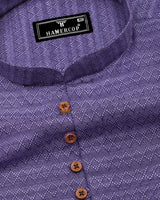 Juhu Purple Dobby Textured Shirt Style Kurta