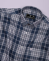 Cista Gray With White Dobby Check Cotton Shirt