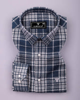 Cista Gray With White Dobby Check Cotton Shirt