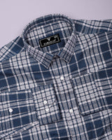 Cista Gray With White Dobby Check Cotton Shirt