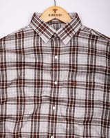Supetar Brown With Cream Dobby Check Cotton Shirt
