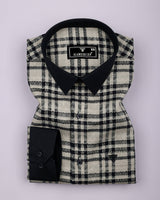 Edina Cream With Black Dobby Check Designer Cotton Shirt
