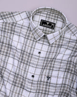 Cista White With Gray Dobby Check Cotton Shirt