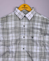 Cista White With Gray Dobby Check Cotton Shirt