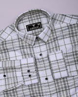 Cista White With Gray Dobby Check Cotton Shirt