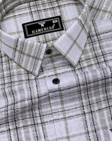 Cista White With Gray Dobby Check Cotton Shirt