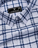 Marine Blue With Gray Dobby Check Cotton Shirt