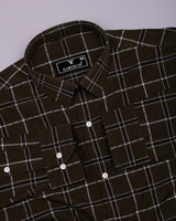 Lusaka Green With Black Check Seersucker Cotton Shirt