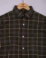 Lusaka Green With Black Check Seersucker Cotton Shirt