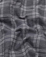 Yoro Gray With White Check Seersucker Cotton Shirt