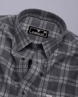 Yoro Gray With White Check Seersucker Cotton Shirt