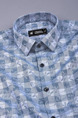 Grey floral printed jacquard cotton shirt