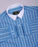 Henry Blue With White Stripe Oxford Cotton Designer Shirt