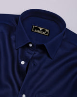 Neric NavyBlue Satin Cotton Shirt