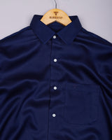 Neric NavyBlue Satin Cotton Shirt
