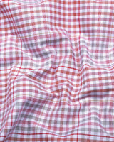 Tidal Red With Cream Check Formal Cotton Shirt