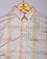 Celeste Cream With Gray Check Cotton Shirt