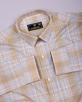 Celeste Cream With Gray Check Cotton Shirt