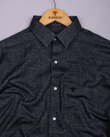 Phantom Black Herringbone Stripe Plaid Flannel Shirt