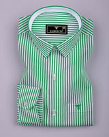 Emerald Green With White Stripe Cotton Shirt