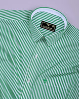 Emerald Green With White Stripe Cotton Shirt