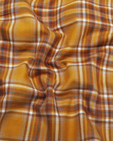 Dandelion Yellow Plaid Flannel Twill Check Cotton Shirt