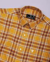 Dandelion Yellow Plaid Flannel Twill Check Cotton Shirt