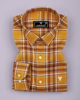 Dandelion Yellow Plaid Flannel Twill Check Cotton Shirt