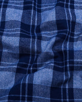 Mirage Blue Plaid Flannel Check Cotton Shirt