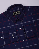 Regal Blue Twill Check Gizza Cotton Shirt