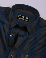 Victoria Blue With Green Box Jacquard Premium Giza Shirt