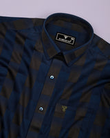 Victoria Blue With Green Box Jacquard Premium Giza Shirt
