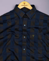 Victoria Blue With Green Box Jacquard Premium Giza Shirt