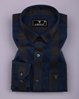 Victoria Blue With Green Box Jacquard Premium Giza Shirt